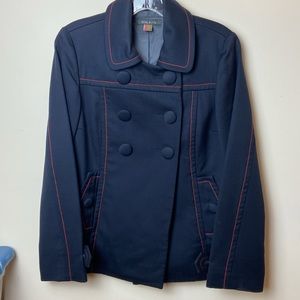 Orla kiely pea coat sz 3 navy with red stitching.  100% wool with lining.